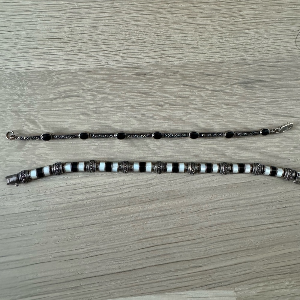 Two Sterling Silver Enamel Bracelets